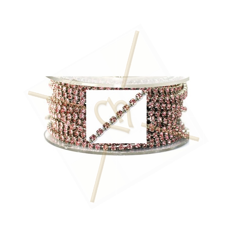 chaine acier avec strass sertie PP18 Light Rose