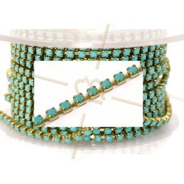 chain steel gold with strass PP18 Turquoise