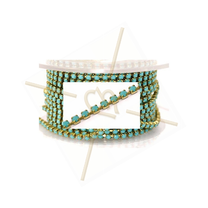 chain steel gold with strass PP18 Turquoise