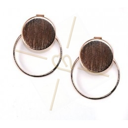 earrings disk 15mm with ring 22mm rose gold