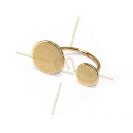 Ring adjustable metal with 2 discs 10 and 14mm gold