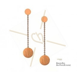 oorbellen  staal trendy rond met ketting rose gold