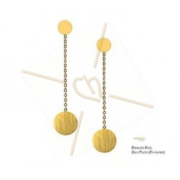 earrings stainless steel trendy round with chain gold