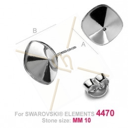 boucles d'oreille perceuses pour Swarovski 4470 10mm argent .925