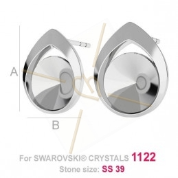 boucles d'oreille argent .925 pour Swarovski 1122 rivoli 8mm