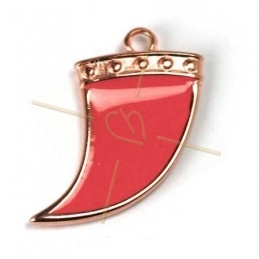 hoorn 27mm hanger Rose Gold met Enamel Pure Coral