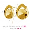 boucles d'oreille argent .925 pour Swarovski 1122 rivoli 8mm gold