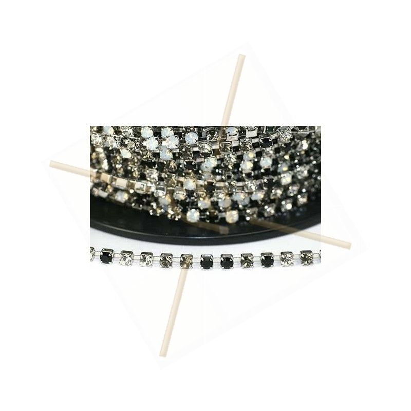 chaine acier avec strass sertie PP24 noir et blanc